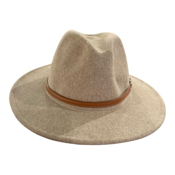 altar’d state Wool Blend Stylish Tan Fedora Hat with Brown Leather Band OSFM main image 7
